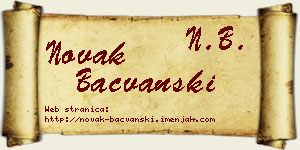 Novak Bačvanski vizit kartica